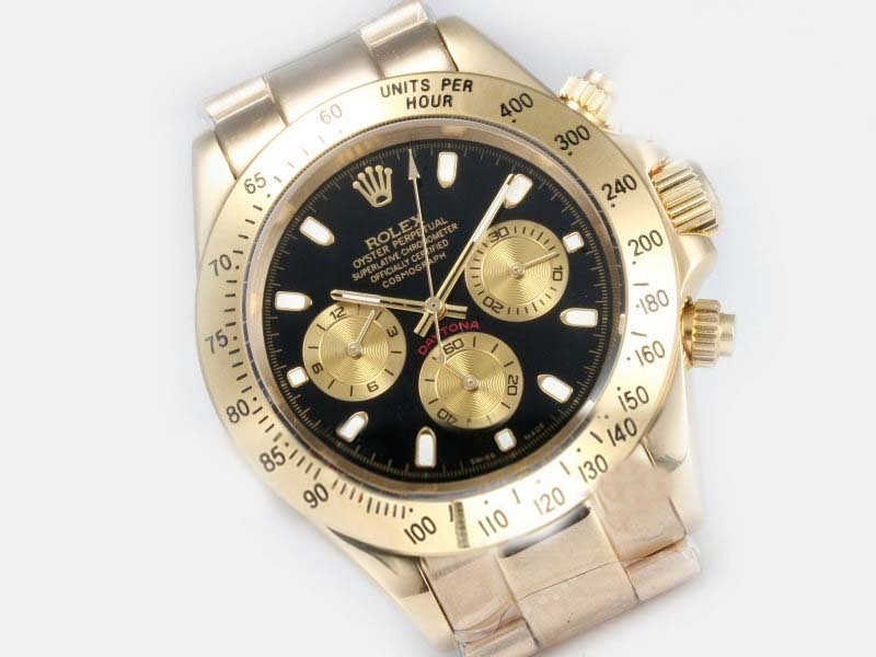 Luxurious Replica Rolex Cosmograph Daytona Watches in Gold with Oysterflex Rubber Strap